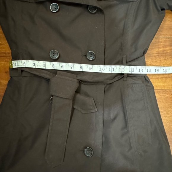 Lands End Double Breasted Belted Brown Women's Trench Coat XS Water Resistant - Picture 9 of 14